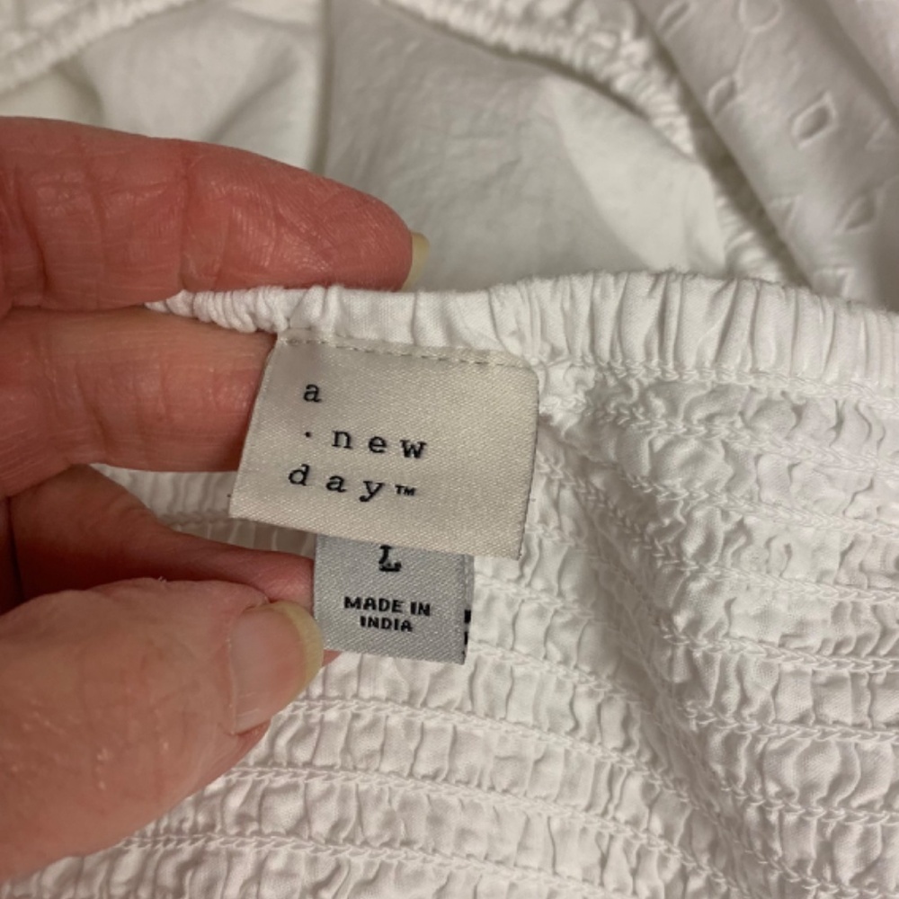 A.New Day dress SZ L eyelet girlhood core feminine cottagecore puff sleeves - Picture 5 of 9